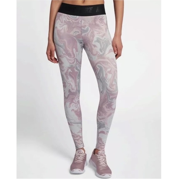 NIKE NSW Leg-A-See Pink Gray Marble Leggings Small - Picture 1 of 10
